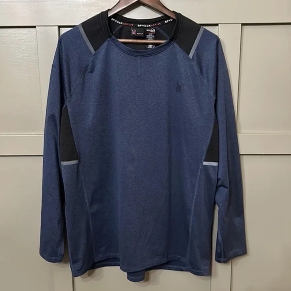 Spyder Active ProWeb Fleece Lined Activewear Top Long Sleeve Blue Size XL - Picture 1 of 7